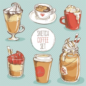 وکتور انواع قهوه و بستنی