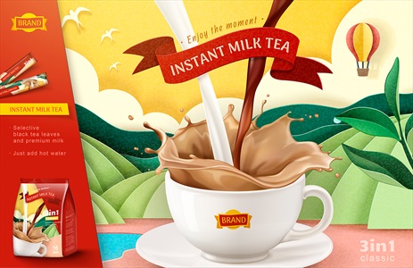 وکتور تصاویر تبلیغاتی چای شیر