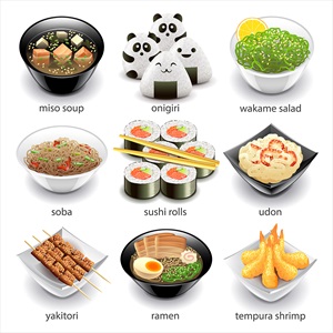وکتور غذای های ژاپنی