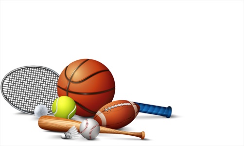 وکتور توپ های ورزشی همراه با دسته تنیس و بیسبال