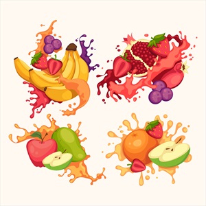 وکتور میوه و آبمیوه های مختلف