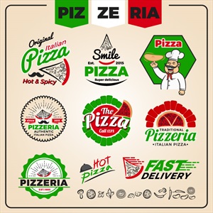 مجموعه وکتور لوگوی پیتزا