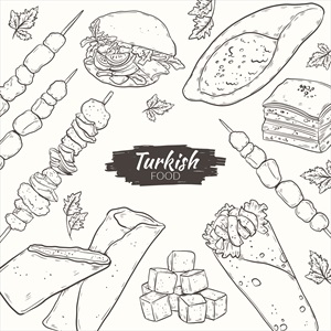 وکتور نقاشی غذای ترکی