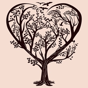 وکتور درخت به شکل قلب