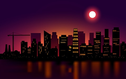 وکتور نمای شهری در شب