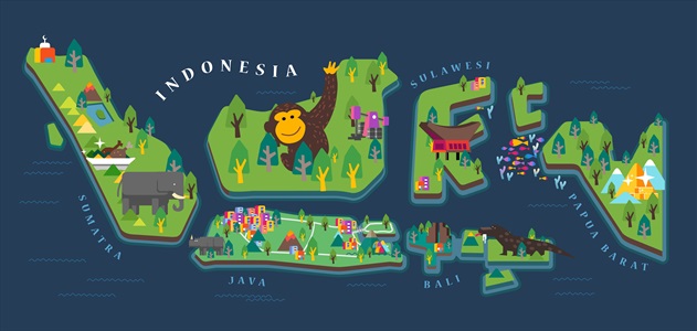وکتور نقشه گردشگری اندونزی