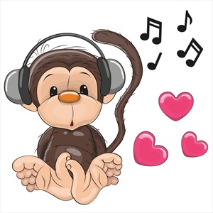 وکتور میمون در حال گوش دادن آهنگ