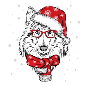 وکتور سگ با پوشش کریسمس