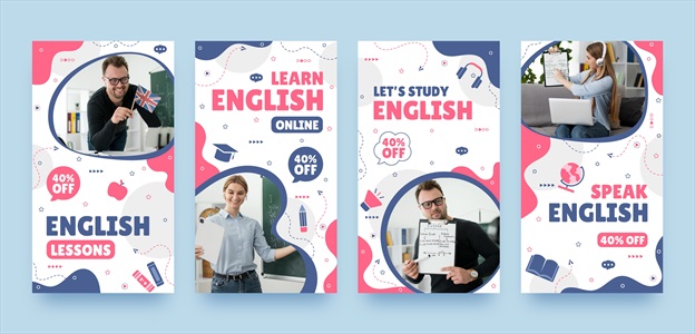 وکتور استوری اینستاگرام پیج آموزش زبان